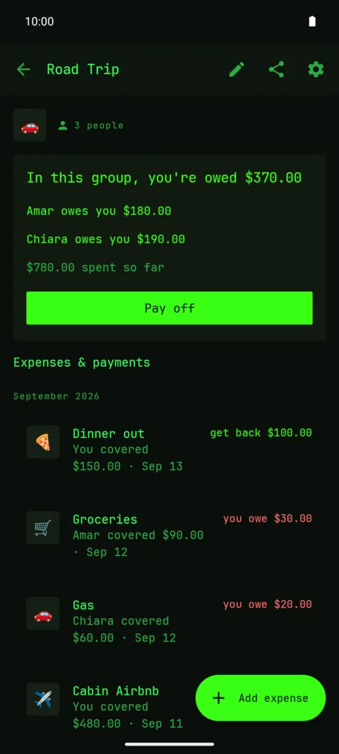 The app in the Matrix terminal theme