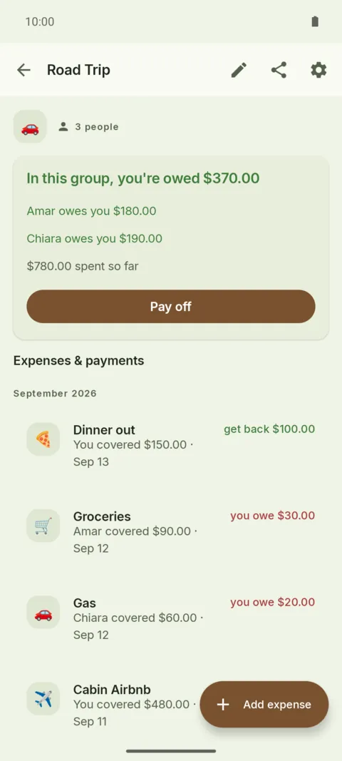 The app in the Nature theme
